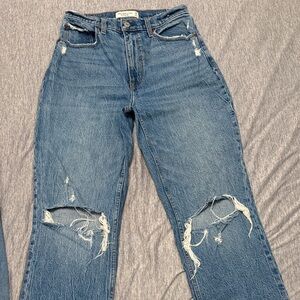 Abercrombie & Fitch Distressed Straight-Leg Blue Jeans